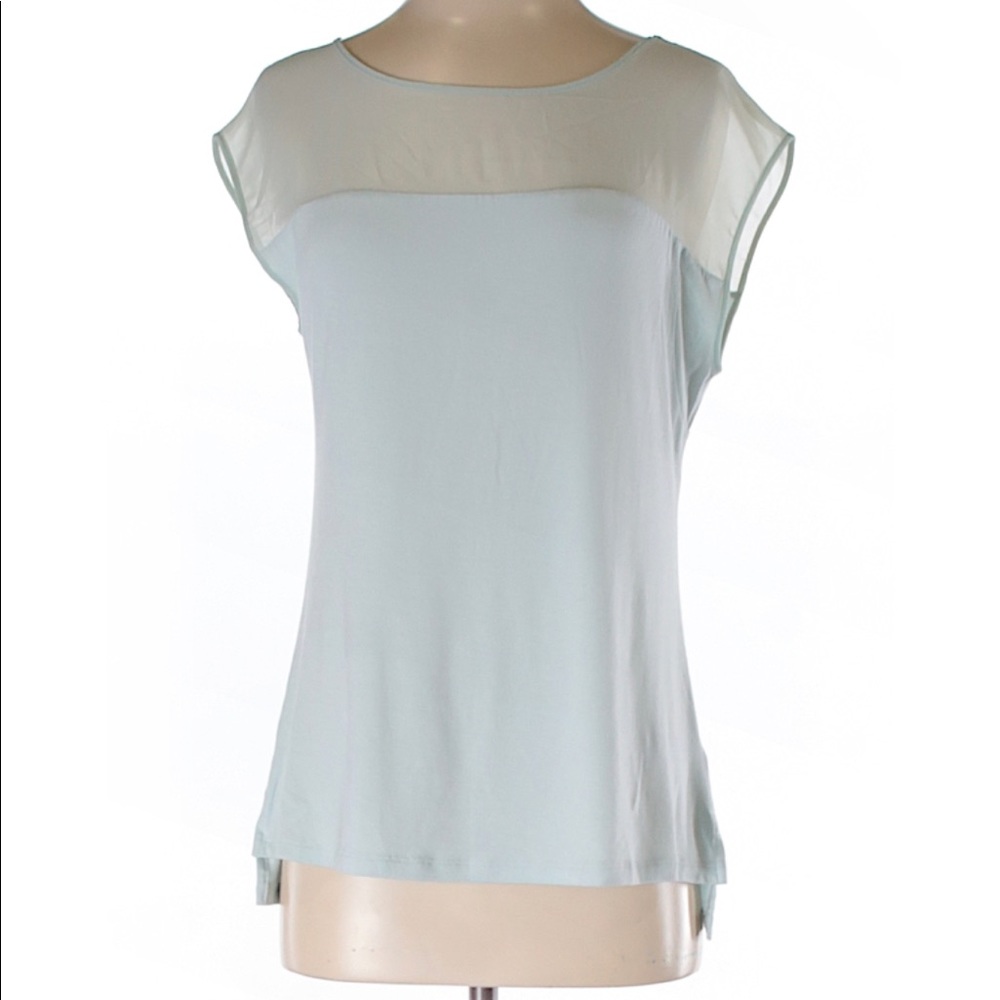 Pale Blue Tahari Short Sleeve Blouse